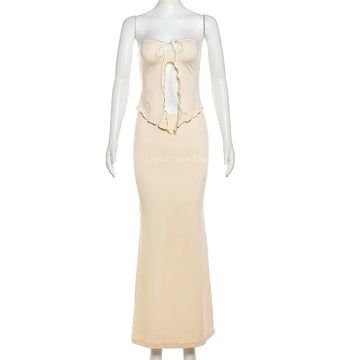 MQTIME  -  Maternity Photo Shoot Dress Maternity Photography Backless Irregular Hem Strapless Half Dress for Parties